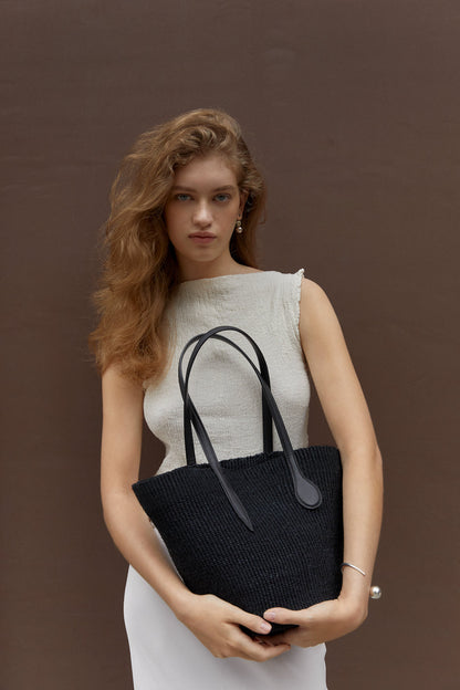 Straw Basket Black