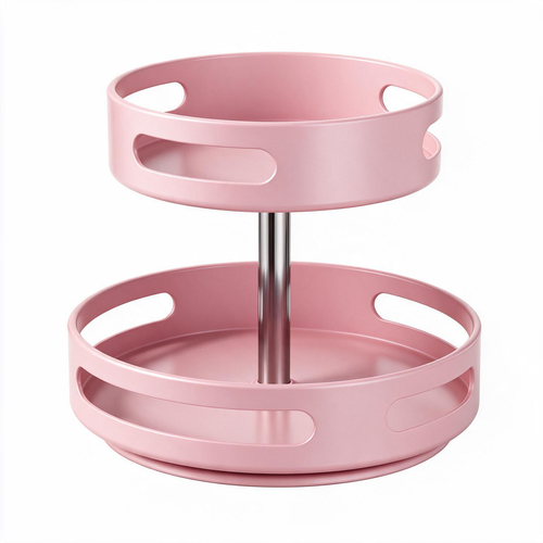 🎀 Rotating Organizer | Metal-Accent Kitchen Bakers | Blush Pink Charm