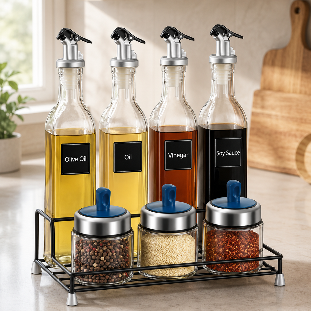 🧂 Condiment Set | Glass Kitchen Home-Cooks | Modern Organized Display