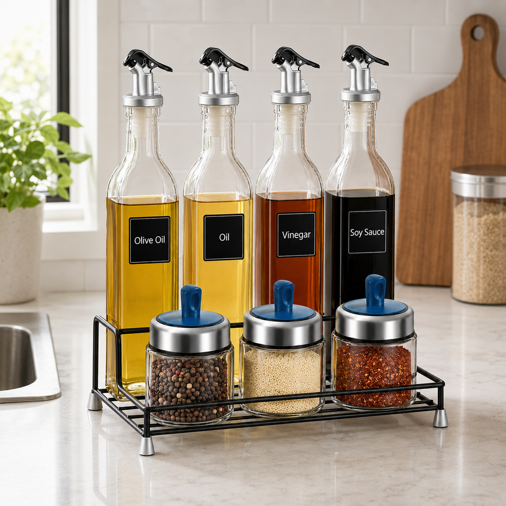 🧂 Condiment Set | Glass Kitchen Home-Cooks | Modern Organized Display