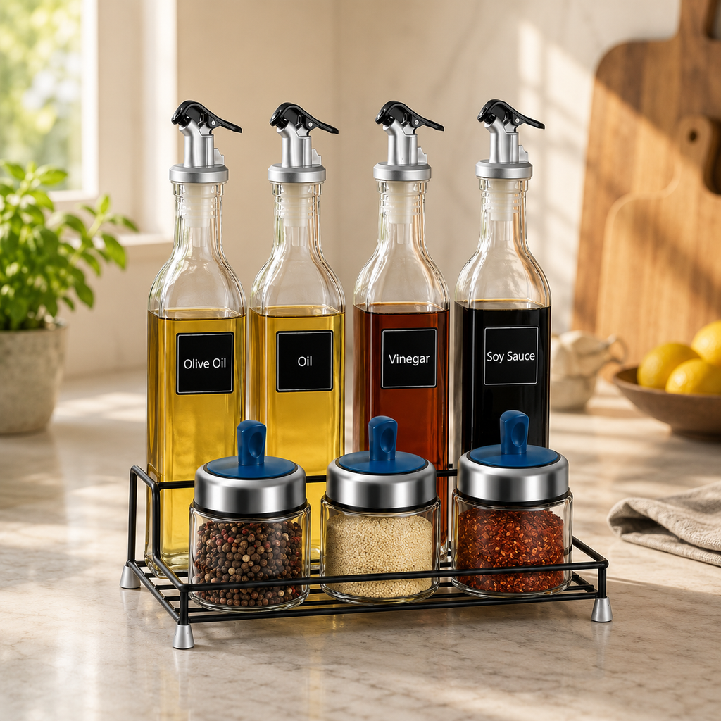 🧂 Condiment Set | Glass Kitchen Home-Cooks | Modern Organized Display