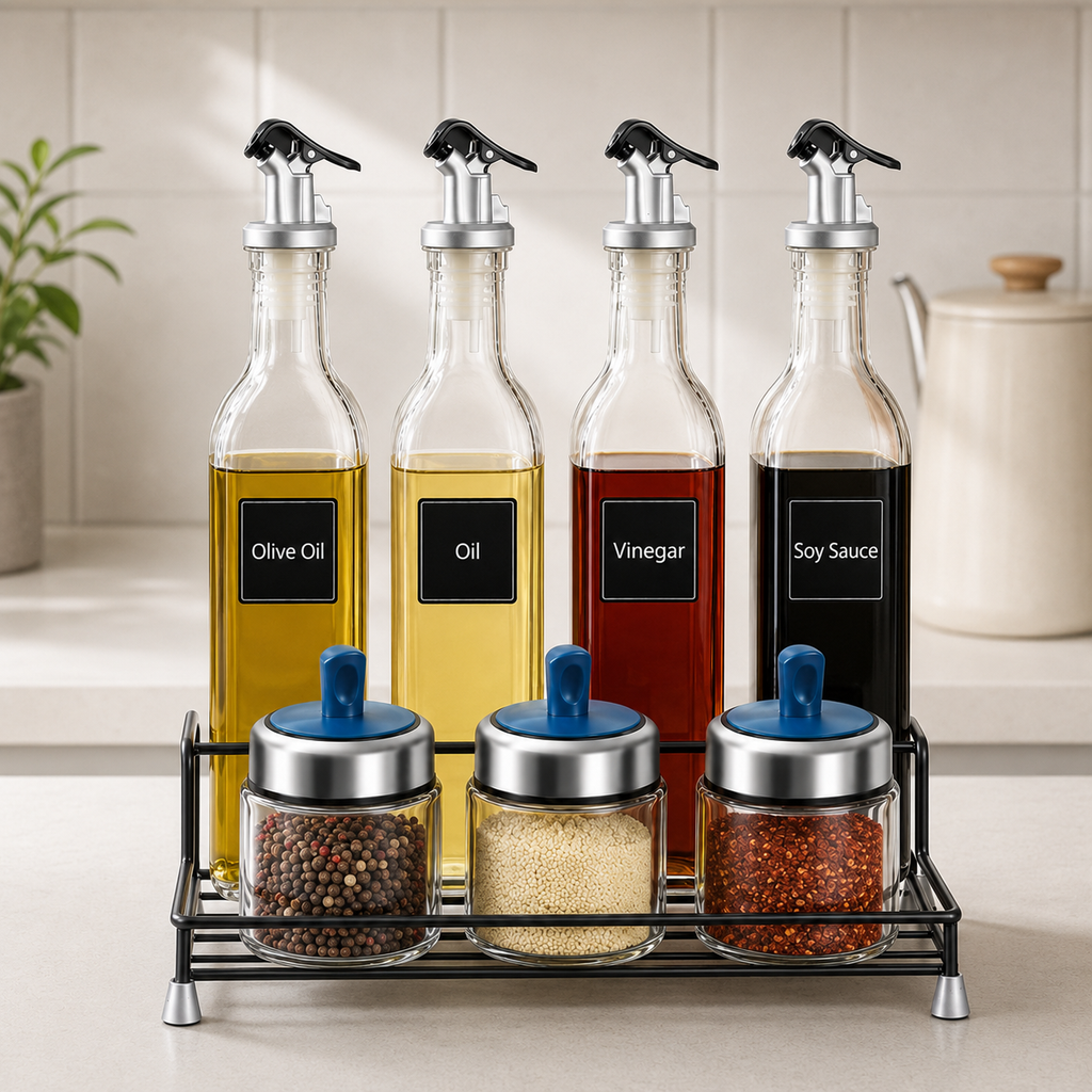 🧂 Condiment Set | Glass Kitchen Home-Cooks | Modern Organized Display
