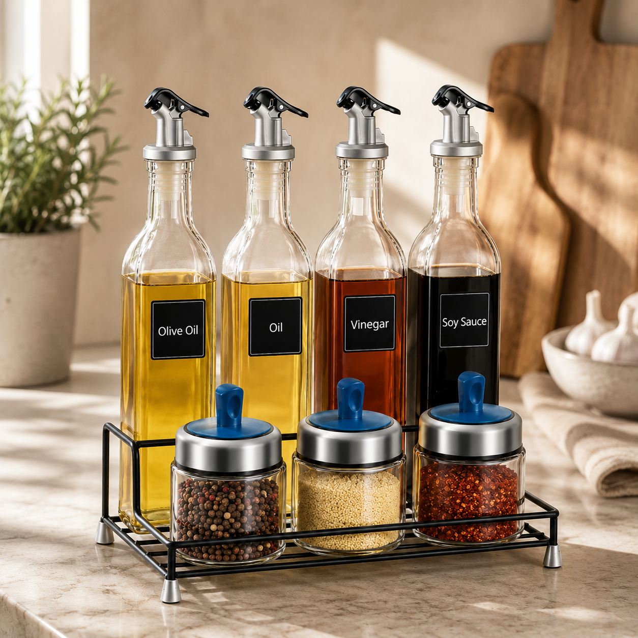🧂 Condiment Set | Glass Kitchen Home-Cooks | Modern Organized Display