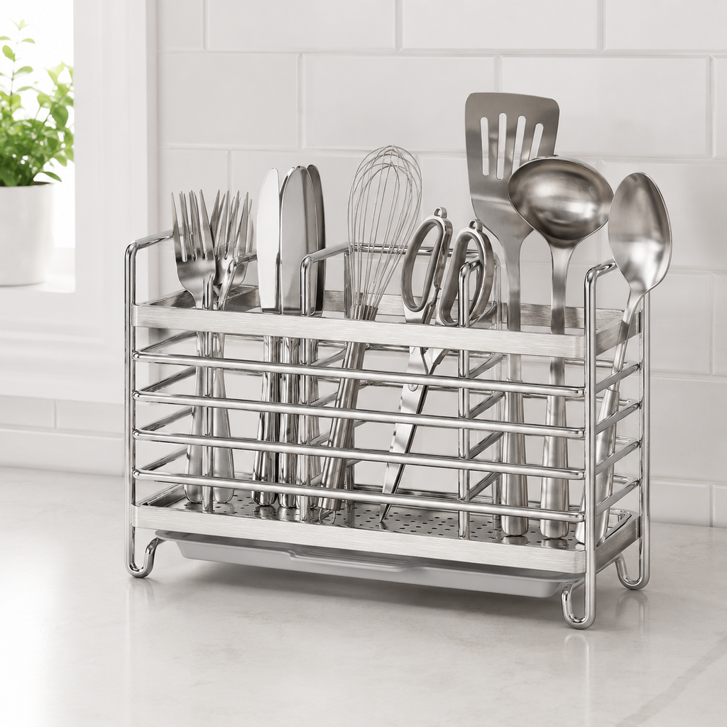 🍴 Utensil Organizer | Metal Kitchen Home-Cooks | Sleek Wall-Mounted Minimalism