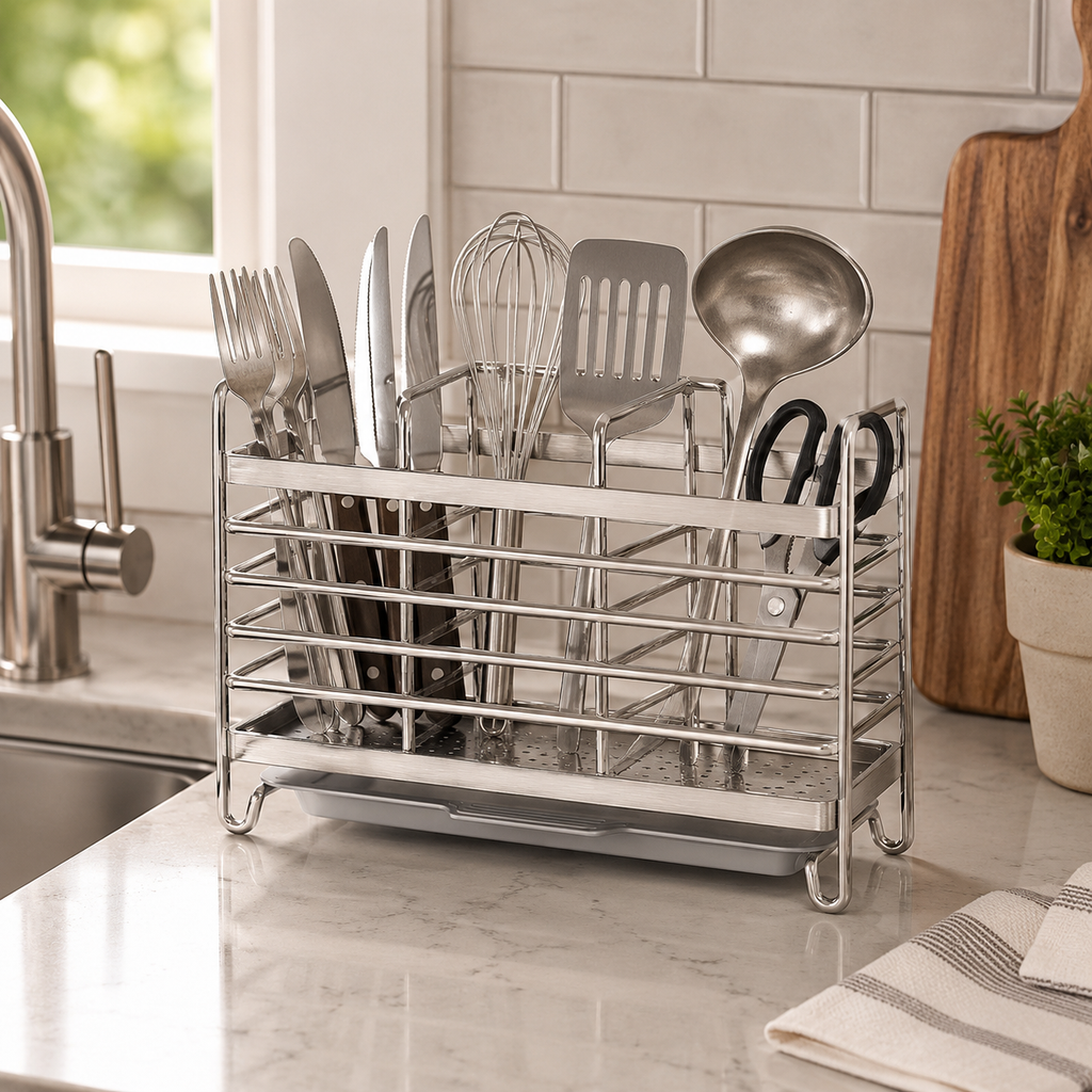 🍴 Utensil Organizer | Metal Kitchen Home-Cooks | Sleek Wall-Mounted Minimalism