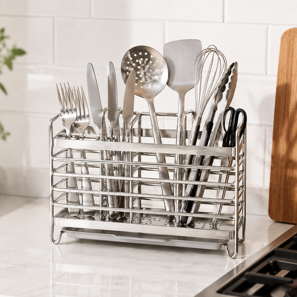 🍴 Utensil Organizer | Metal Kitchen Home-Cooks | Sleek Wall-Mounted Minimalism