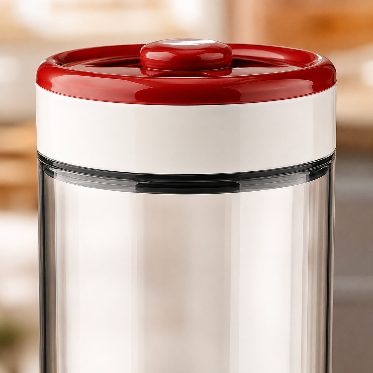 🫙 Vacuum Canister | Glass Kitchen Home-Cooks | Airtight Crimson Clarity