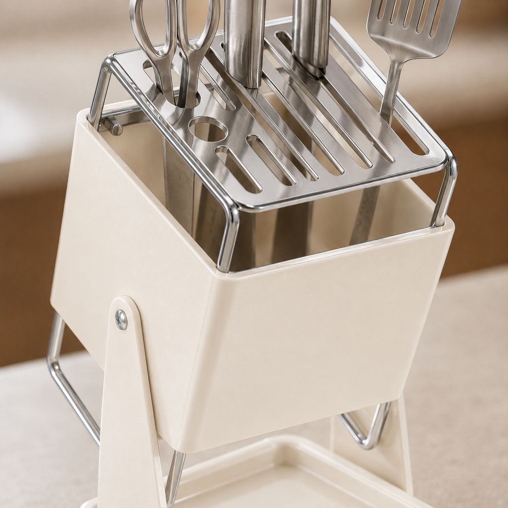 🔪 Knife Organizer | Metal Kitchen Home-Cooks | Cream Space-Saving Design