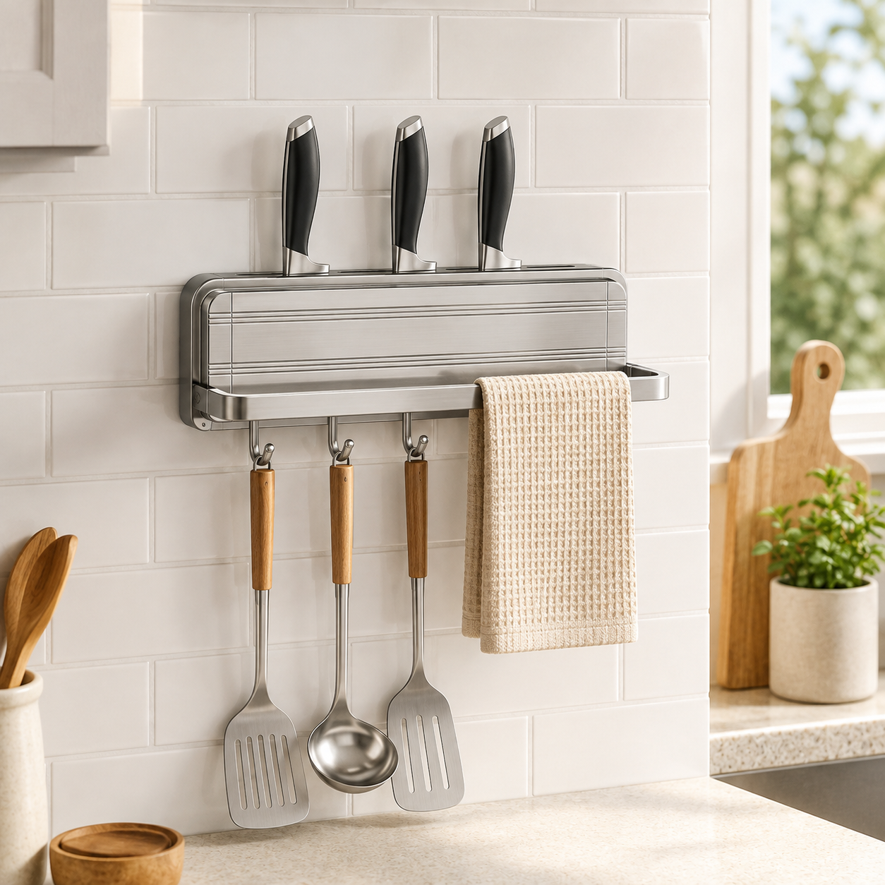 🔪 Knife Rack | Stainless Kitchen Home-Cooks | Sleek Wall Storage