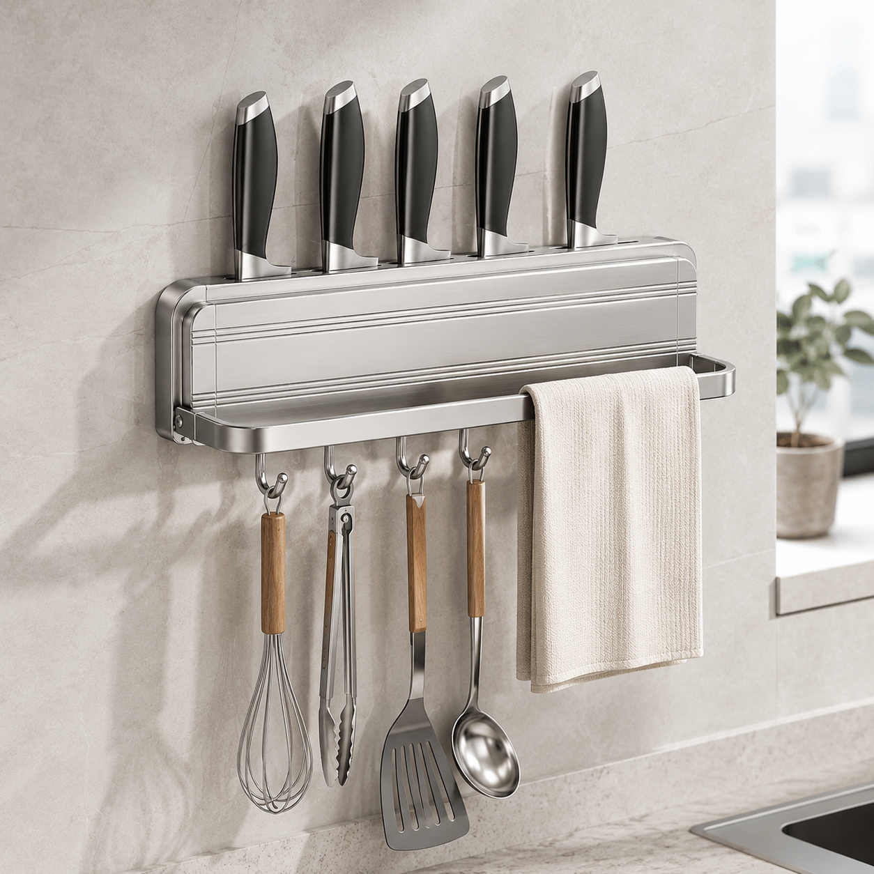 🔪 Knife Rack | Stainless Kitchen Home-Cooks | Sleek Wall Storage