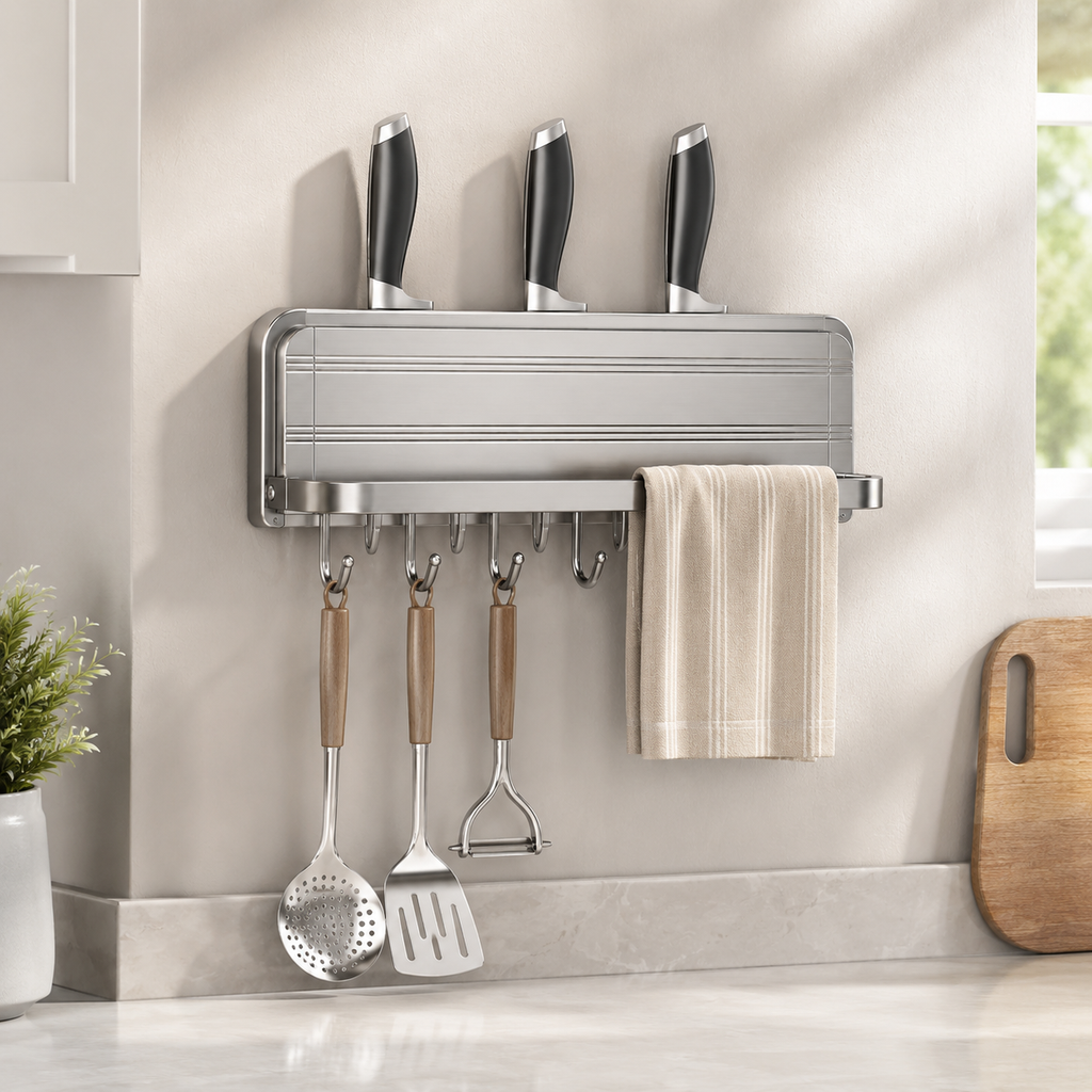 🔪 Knife Rack | Stainless Kitchen Home-Cooks | Sleek Wall Storage