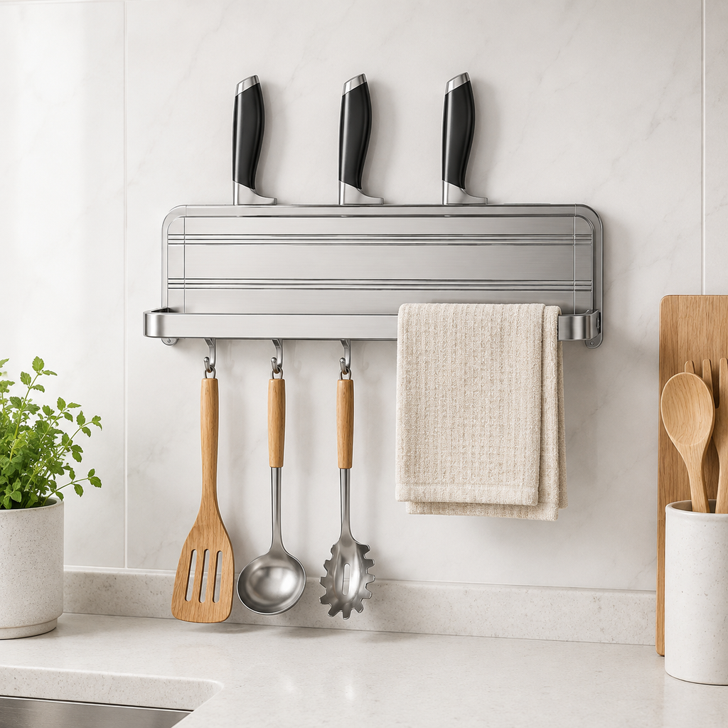 🔪 Knife Rack | Stainless Kitchen Home-Cooks | Sleek Wall Storage