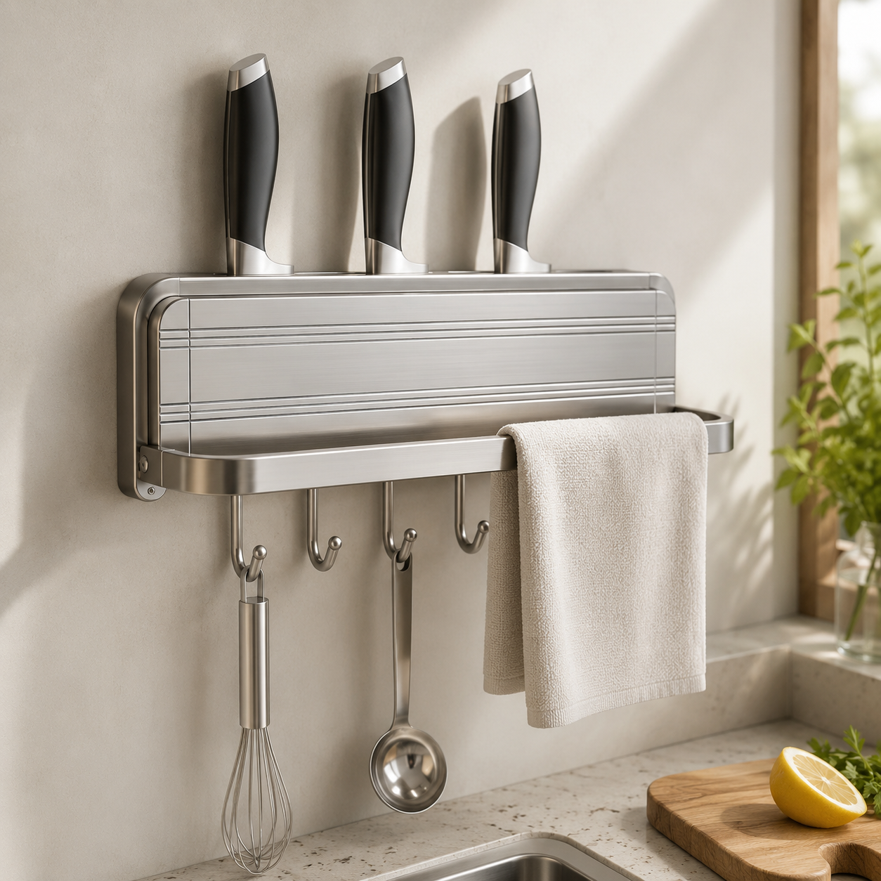 🔪 Knife Rack | Stainless Kitchen Home-Cooks | Sleek Wall Storage