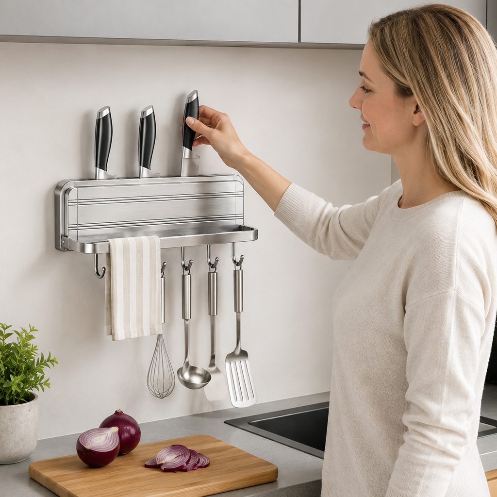 🔪 Knife Rack | Stainless Kitchen Home-Cooks | Sleek Wall Storage