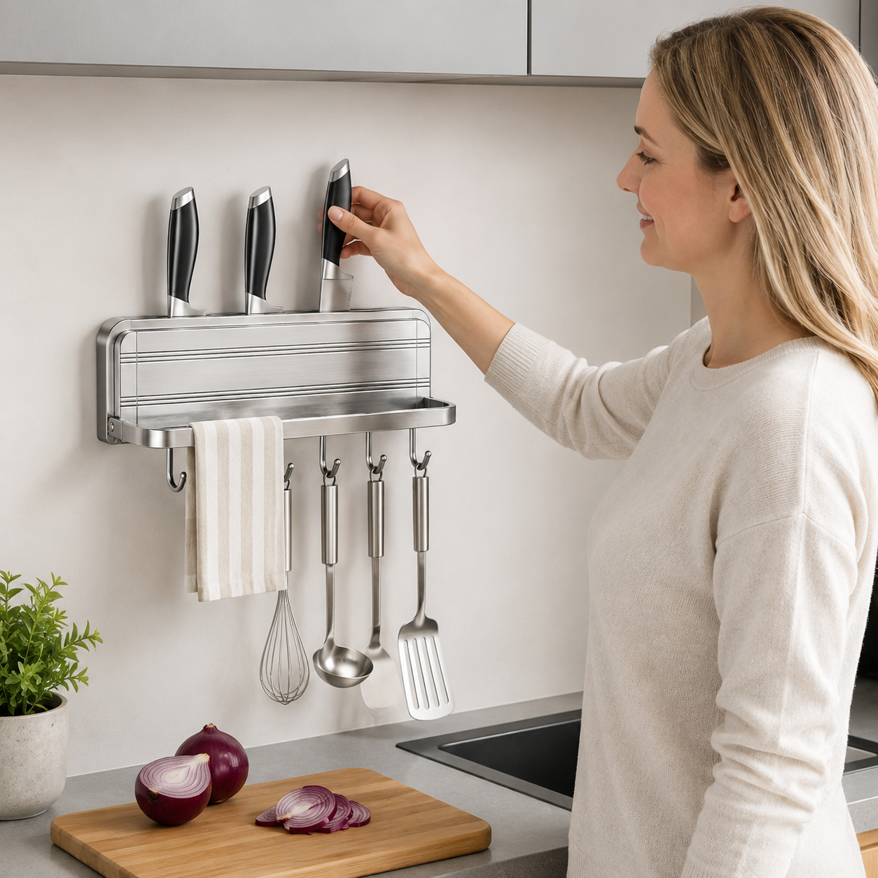 🔪 Knife Rack | Stainless Kitchen Home-Cooks | Sleek Wall Storage