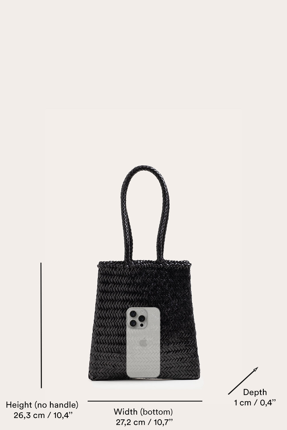 Flat Leather Basket Black