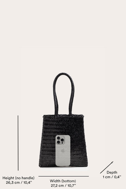 Flat Leather Basket Black