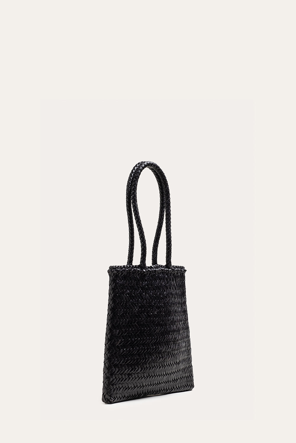 Flat Leather Basket Black