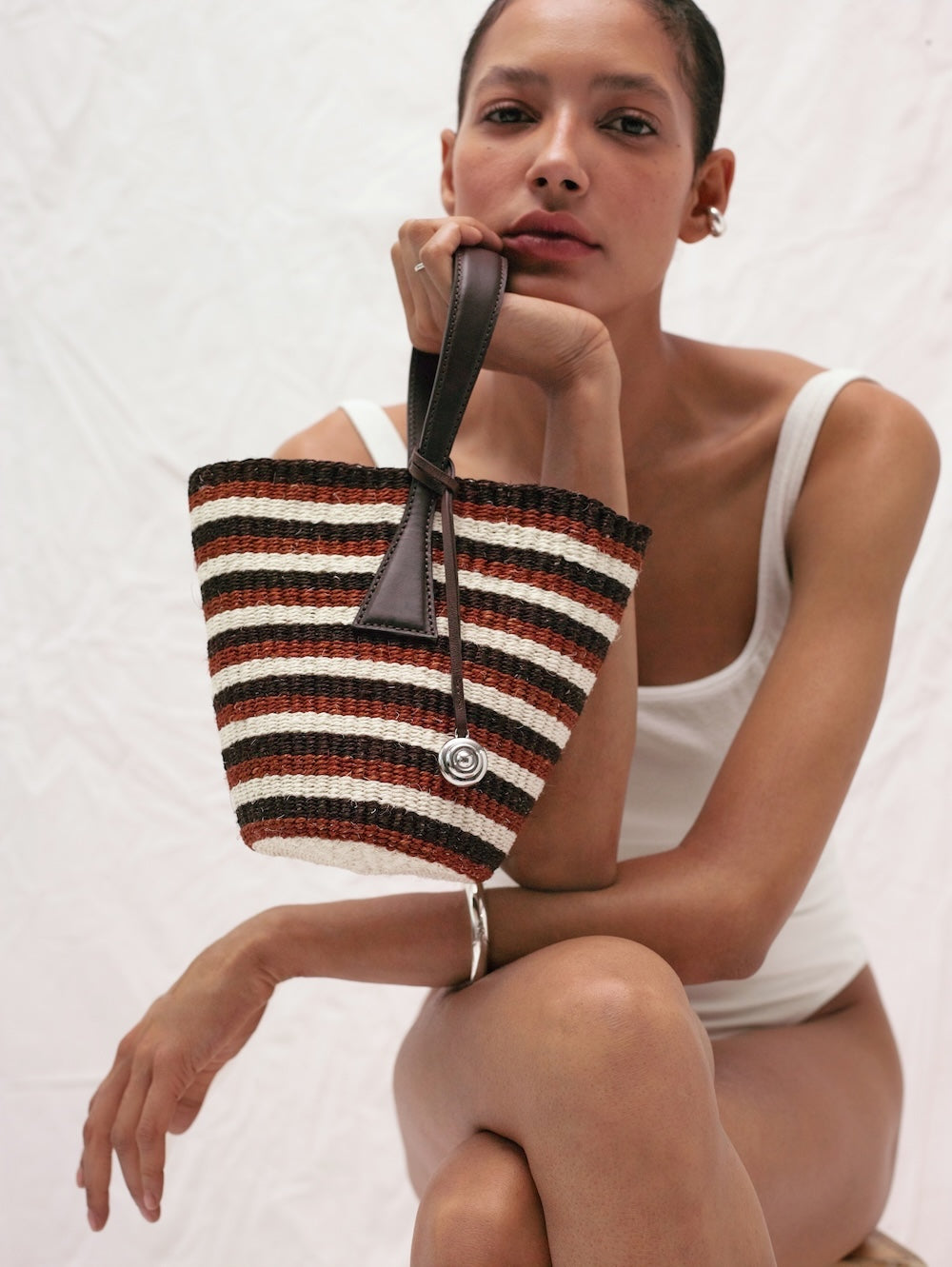 Single Handle Basket Multi Striped