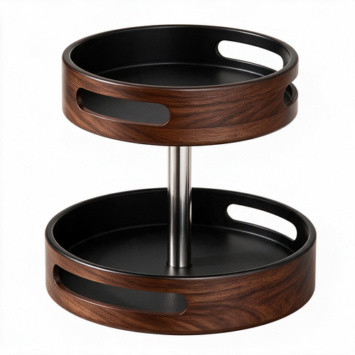 🪵 Spice Organizer | Walnut-Look Kitchen Cooks | Rotating Woodgrain Elegance