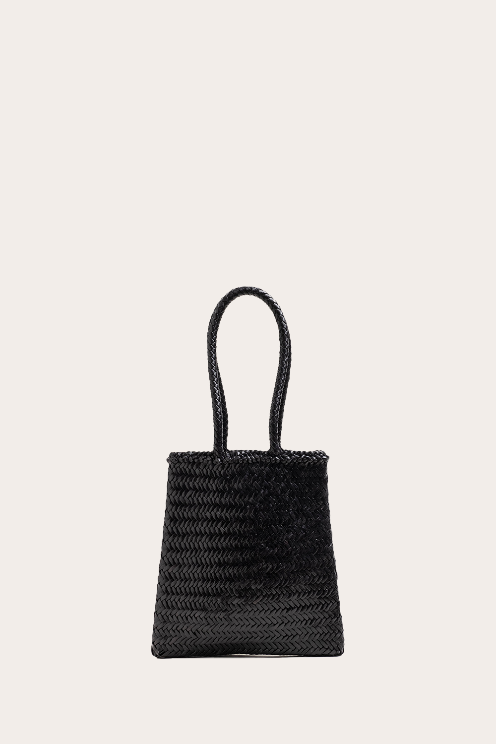 Flat Leather Basket Black