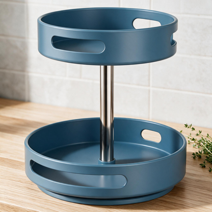 🔵 Spice Organizer | Metal-Accent Kitchen Home-Cooks | Misty Blue Rotation