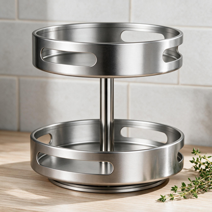 🧂 Rotating Spice Rack | Metal | Kitchen | Cooks | Brushed Silver