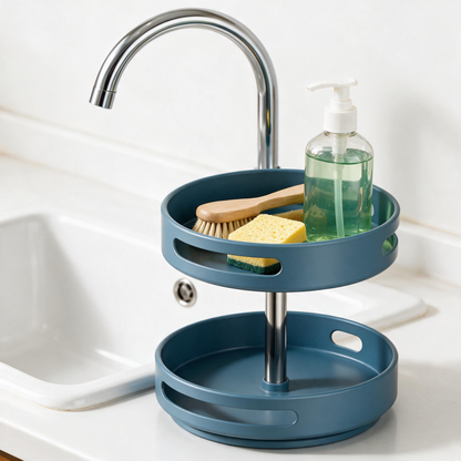 🔵 Spice Organizer | Metal-Accent Kitchen Home-Cooks | Misty Blue Rotation