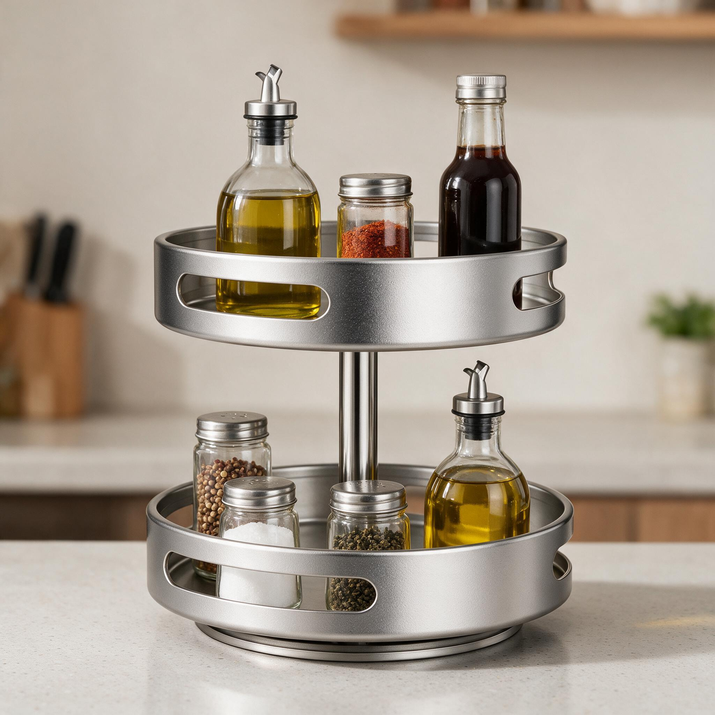 🧂 Rotating Spice Rack | Metal | Kitchen | Cooks | Brushed Silver