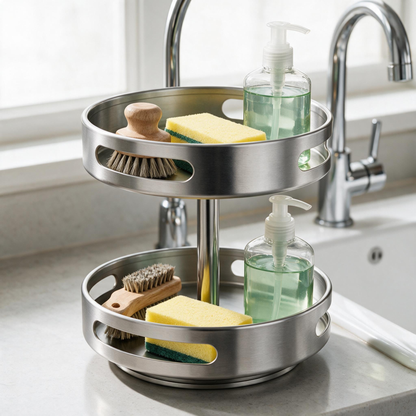 🧂 Rotating Spice Rack | Metal | Kitchen | Cooks | Brushed Silver