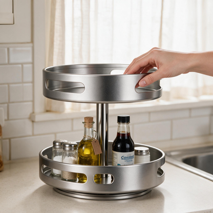 🧂 Rotating Spice Rack | Metal | Kitchen | Cooks | Brushed Silver