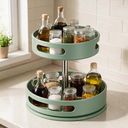 🌿 Spice Organizer | Metal Kitchen Cooks | Sage Rotating Design