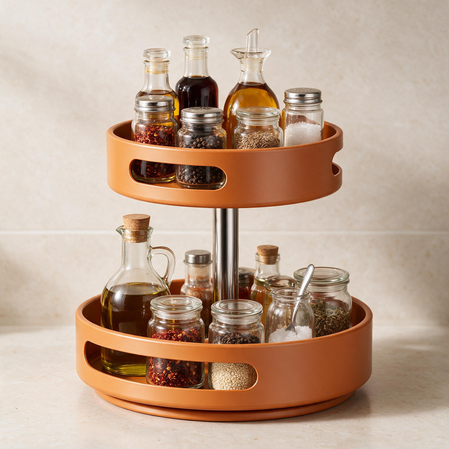 🍊 Spice Organizer | Metal Kitchen Cooks | Warm Orange Rotation