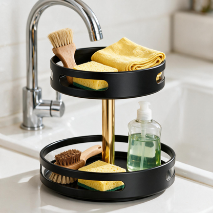 🖤 Spice Organizer | Metal Kitchen Cooks | Luxe Gold Accent