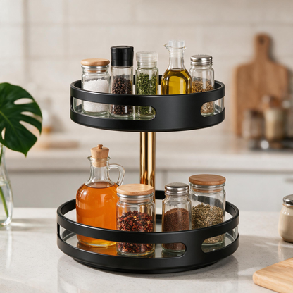 🖤 Spice Organizer | Metal Kitchen Cooks | Luxe Gold Accent