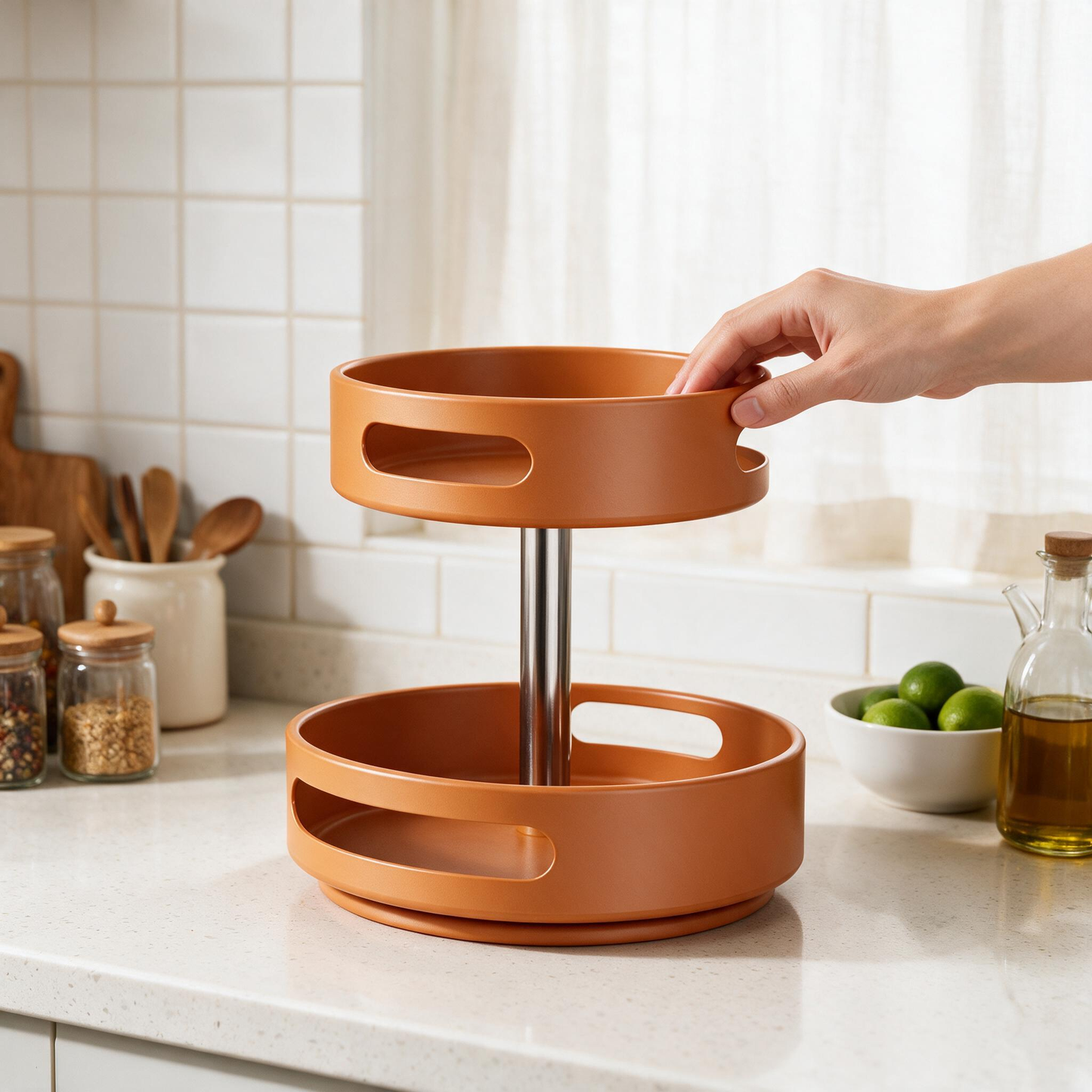 🍊 Spice Organizer | Metal Kitchen Cooks | Warm Orange Rotation