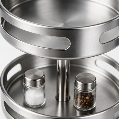 🧂 Rotating Spice Rack | Metal | Kitchen | Cooks | Brushed Silver