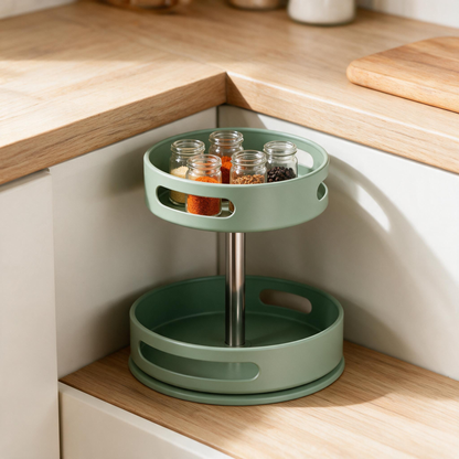 🌿 Spice Organizer | Metal Kitchen Cooks | Sage Rotating Design
