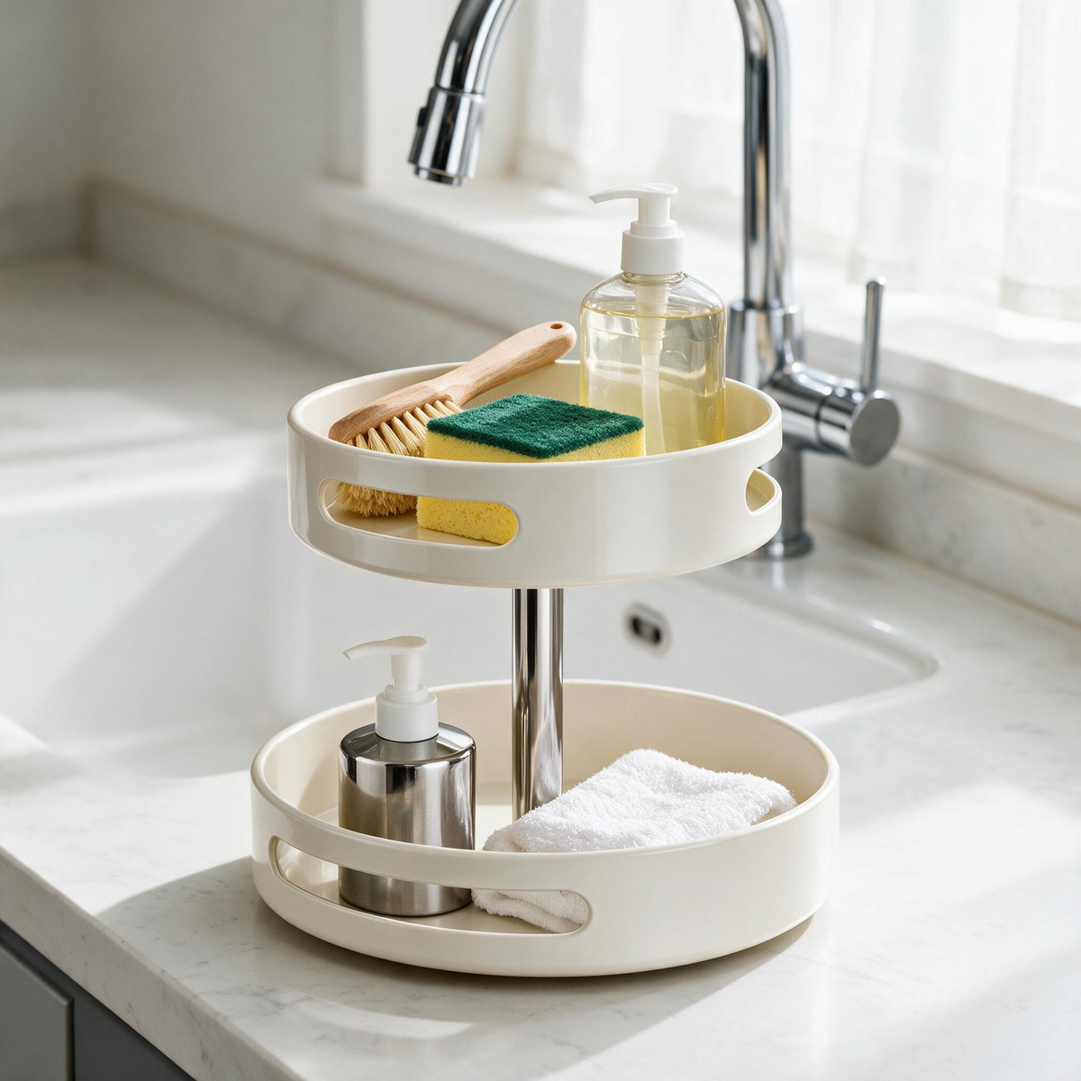 🧂 Spice Organizer | Metal Kitchen Cooks | Cream Rotating Design
