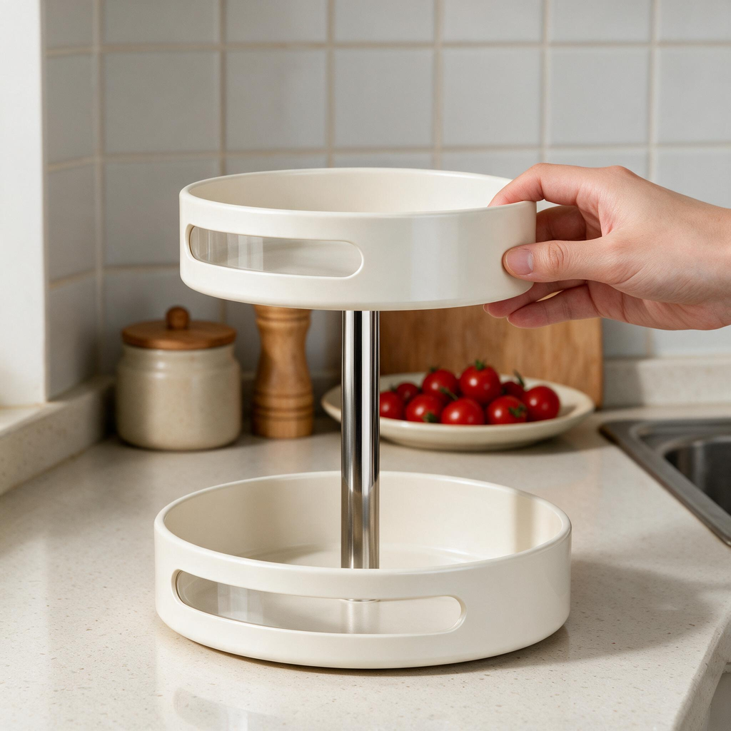 🧂 Spice Organizer | Metal Kitchen Cooks | Cream Rotating Design