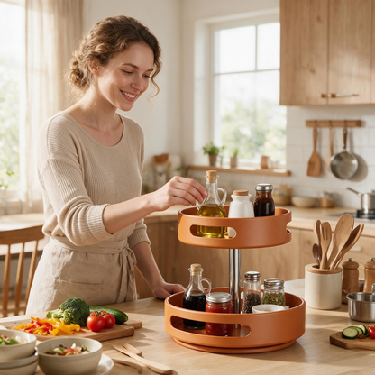 🍊 Spice Organizer | Metal Kitchen Cooks | Warm Orange Rotation